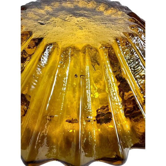 Blenko Wayne Husted Heavy Hand-Blown Amber Art Glass MCM Low Profile 6112-S Bowl - Picture 3 of 5